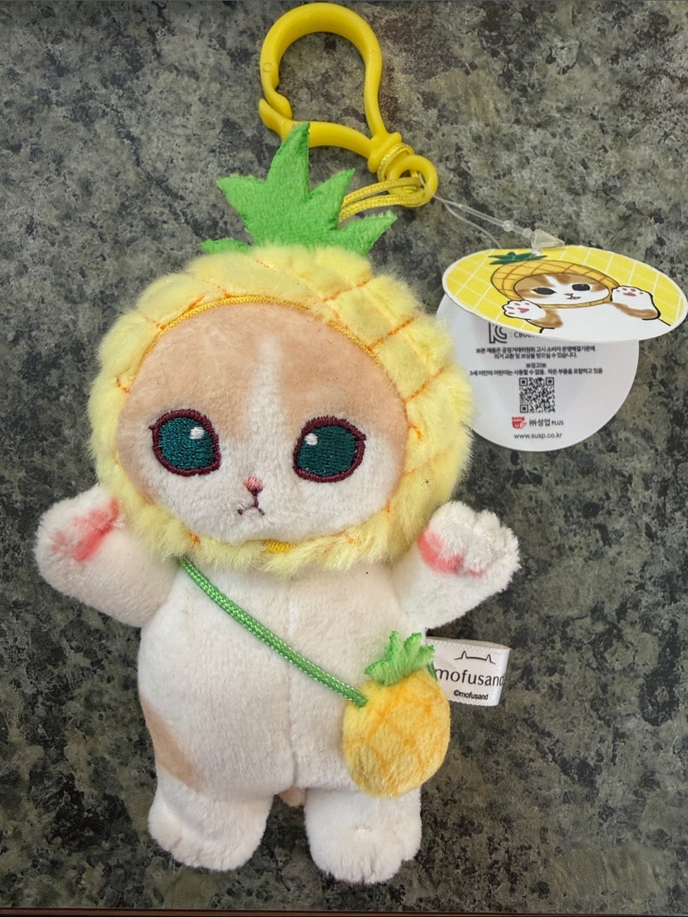 Mofusand Pineapple Cat Plush Keychain - Yellow